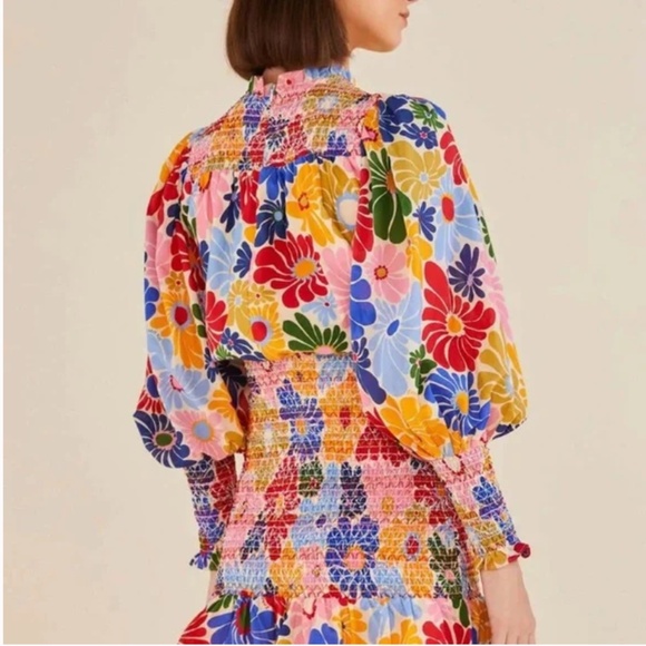 NWT FARM RIO 🌼Sunny Daisies Sand Mini Dress  SIZE M - Picture 3 of 10